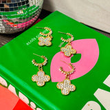 Luxe Clover Sparkle Hoop Earrings - Gold Options