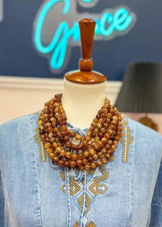 Layered Beaded Pearl Magnetic Necklace