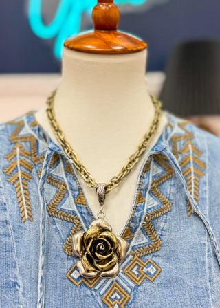 Vintage Rose Two Tone Necklace