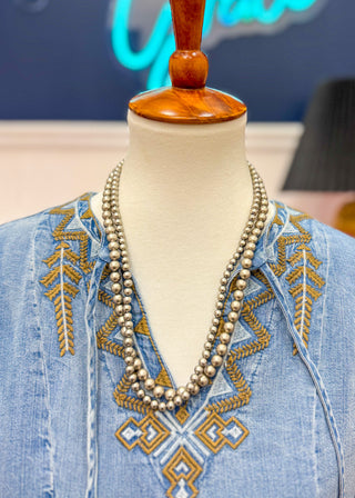 Taos Navajo Pearl Necklace 20" Strand