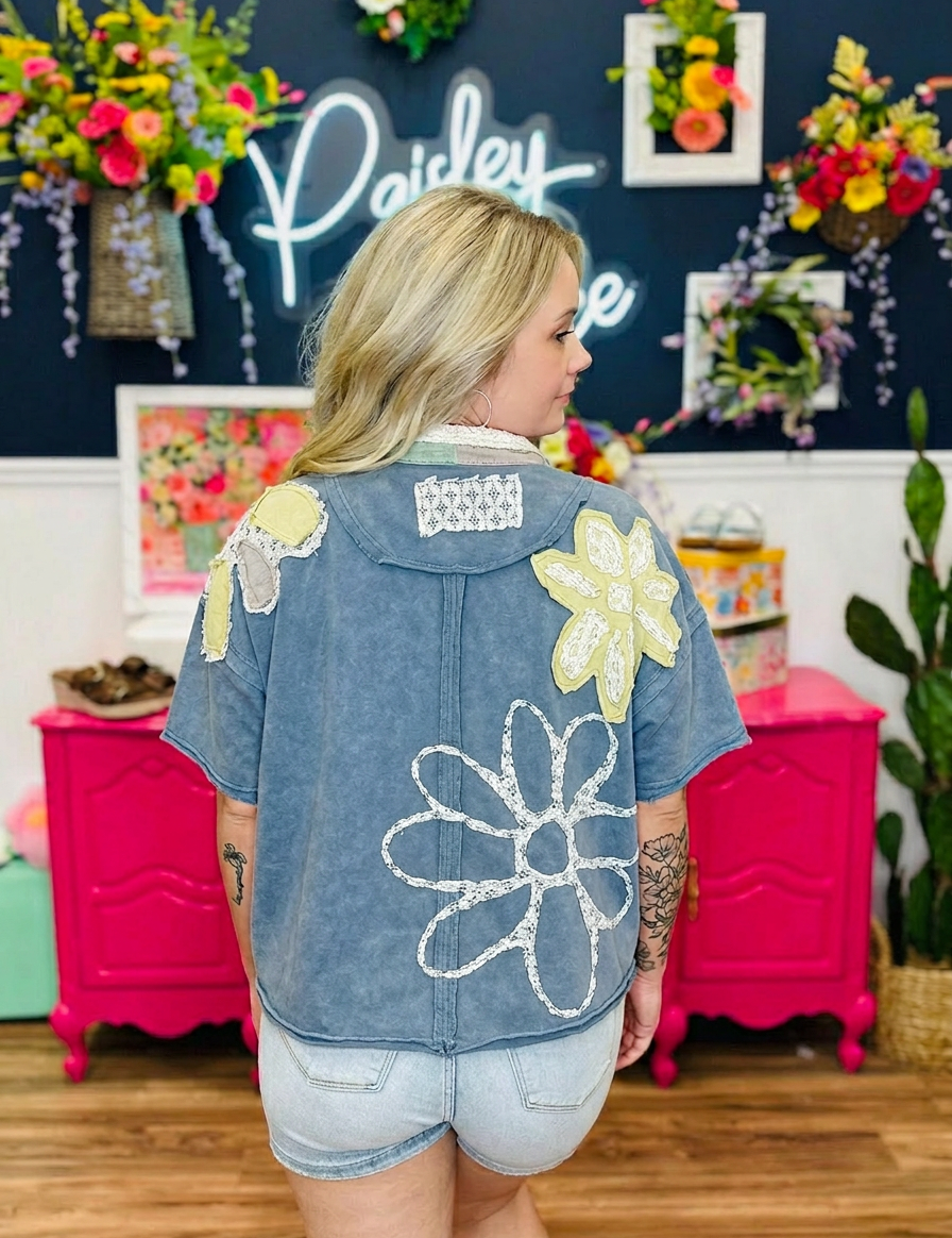 Blue Tide Bloom Top