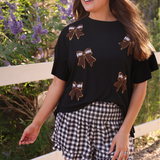 PREORDER- Sideline Sparkle Ruffle Top- Black
