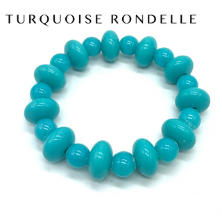 Turquoise beaded bracelet on a white background with 'Turquoise Rondelle' text above.