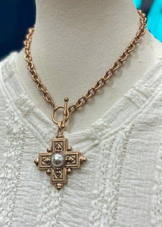 Abigail Toggle Cross Necklace