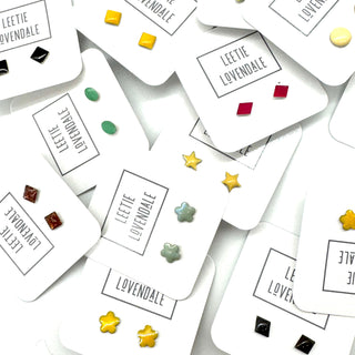 DEAL - Raspberry Glitter Square Studs - Little Deadstock Vintage Enamel Stud Earrings