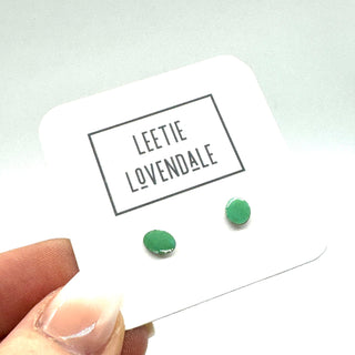 DEAL - Mint Green Oval Studs - Little Deadstock Vintage Enamel Stud Earrings