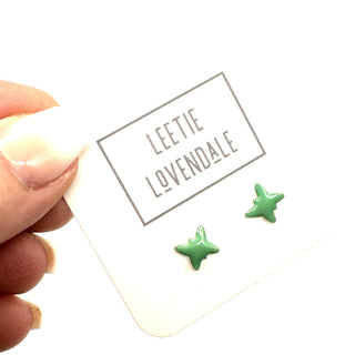 DEAL - Mint Green Butterfly Studs - Little Deadstock Vintage Enamel Stud Earrings