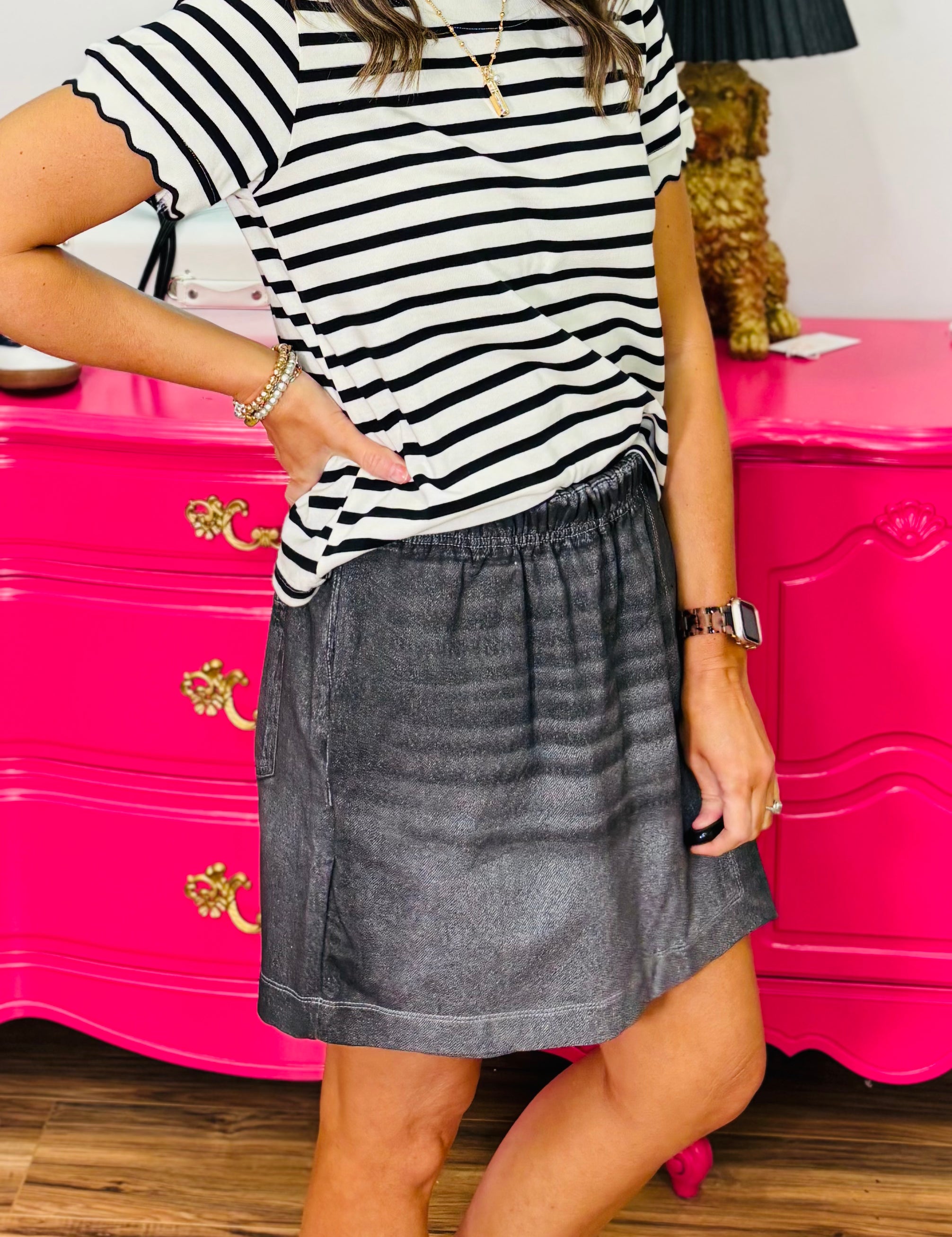 Dear Scarlett Shine Down Zenim Skort - Charcoal - FINAL SALE