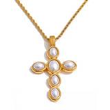 Rachel Pearl Cross Necklace - PREORDER
