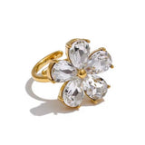 Bailee Crystal Flower Ring - PREORDER