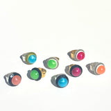 Set of colorful ring designs on a white background