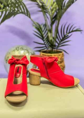 Mora Bow Block Heel - Red - FINAL SALE