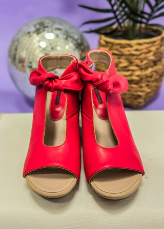 Mora Bow Block Heel - Red - FINAL SALE