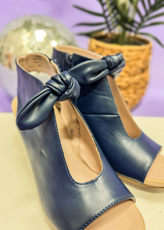 Mora Bow Block Heel - Navy - FINAL SALE