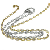 Two gold and silver chain necklaces on a white background