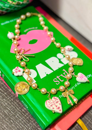 Sasha Pink Pearl Charm Necklace