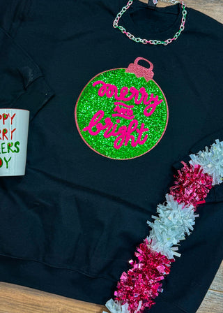 Merry Ornament Sequin Patch Sweatshirt