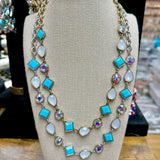 ATG Turquoise/Opal Multi Shape Crystal Necklaces