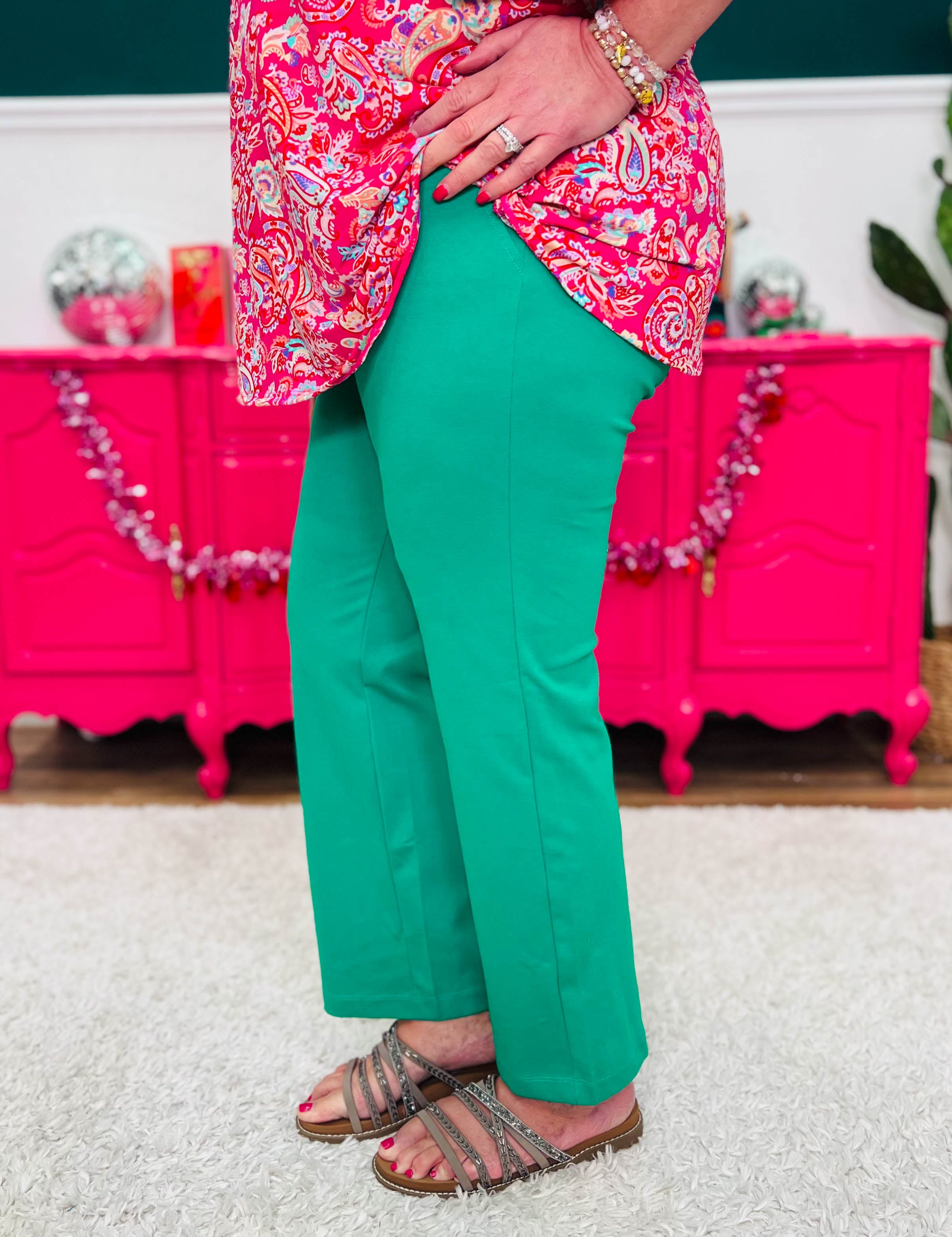 Chic Solid Straight Pants - Kelly Green - LAST ONES FINAL SALE