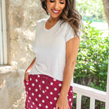 DEAL - Burgundy Polka Dot Skort - PREORDER