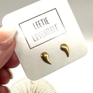 Swish Paisley Studs - Deadstock Gold Stud Earrings  - PREORDER