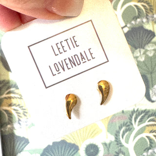 Swish Paisley Studs - Deadstock Gold Stud Earrings  - PREORDER