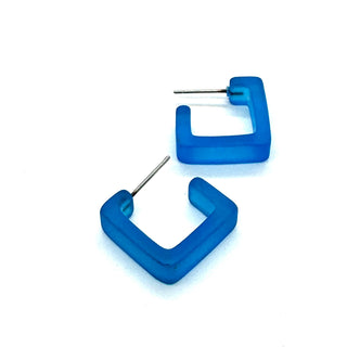 Square Frosted Lucite Hoop Earrings