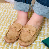 Driving Miss Daisy Camel Faux Suede Flats By Corkys