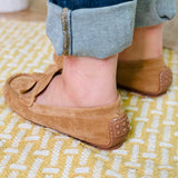 Driving Miss Daisy Camel Faux Suede Flats By Corkys