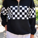 PREORDER- End Zone Checkered Pullover- Black