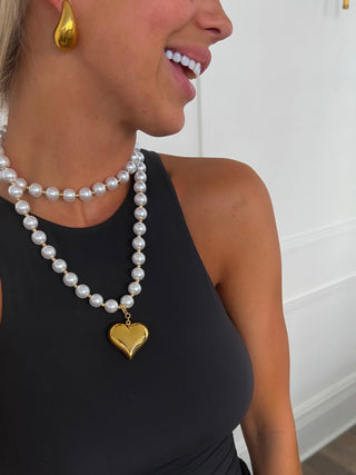 WRAP AROUND PEARL HEART NECKLACE - PREORDER