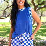 PREORDER- Let's Go Checkered Skort- Blue