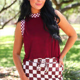PREORDER- Checkmate Ribbed Tank- Maroon