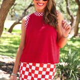 PREORDER- Let's Go Checkered Skort- Red