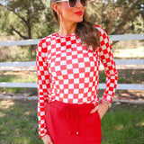 PREORDER- Alyssa Mesh Top- Red Checkered