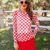 PREORDER- Alyssa Mesh Top- Red Checkered