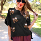 PREORDER- Sideline Sparkle Ruffle Top- Black