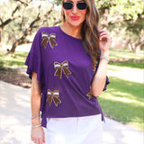 PREORDER- Sideline Sparkle Ruffle Top- Purple