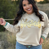 Blessed in Gold Metallic Puff Sweatshirt