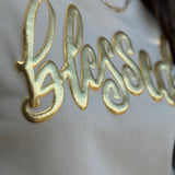 Blessed in Gold Metallic Puff Sweatshirt