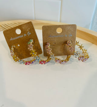 ATG Crystal Flower Hoops