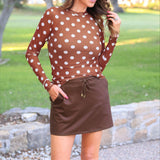 Kate Mesh Top- Chocolate Polka Dot - PREORDER