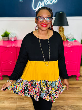 Color Block Tiered Top