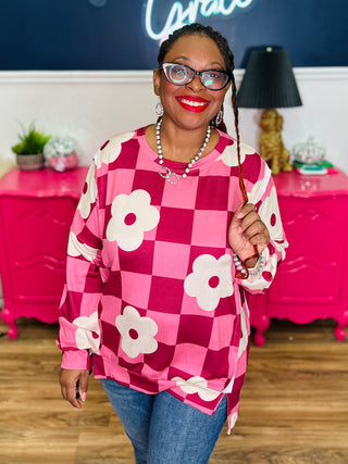 Floral Print Oversized Pullover Top