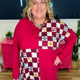 Checkered Contrast Asymmetrical Hemline Top - LAST ONES FINAL SALE