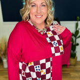Checkered Contrast Asymmetrical Hemline Top - LAST ONES FINAL SALE