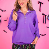 PREORDER- Levi Ribbed Quarter Zip Pullover- Purple