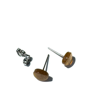 Gold Glitter Oval Stud Earrings  - PREORDER