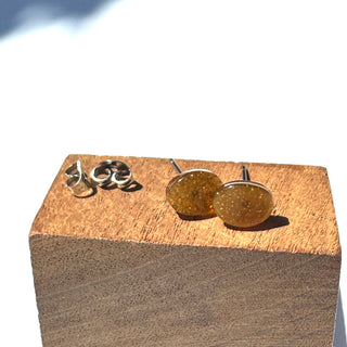 Gold Glitter Oval Stud Earrings  - PREORDER