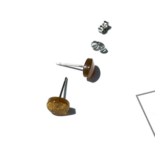 Gold Glitter Oval Stud Earrings  - PREORDER